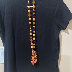 Glass beaded vintage tassel necklace